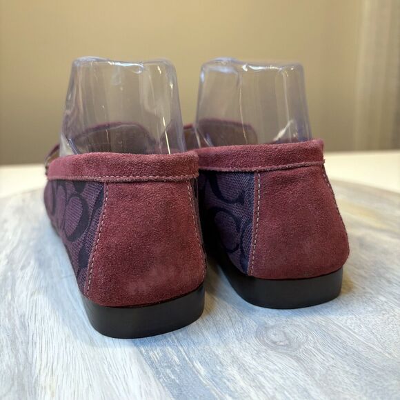 Coach Signature Jacquard Maroon Logo Women's Driving Shoes‎ Loafers US Size 6.5 - Picture 6 of 9